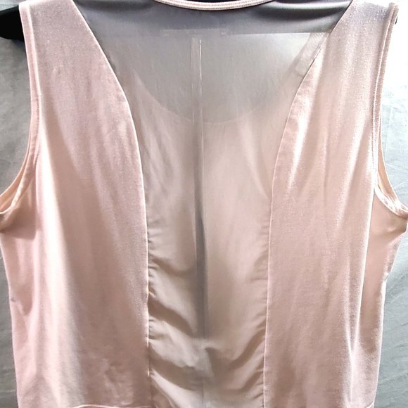 Light Peach Short Sleeve Crop Top with sheer Mesh Insets (2X) - Picture 12 of 12
